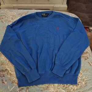 Polo by Ralph Lauren Men's Blue Sweater Size Large, 100% Cotton